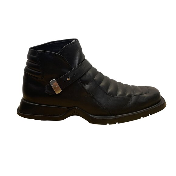 Air Jordan Men’s Black Leather Mid-Top Strapped Two3 Da’Catti Biker Boots Sz 12 - Picture 1 of 14